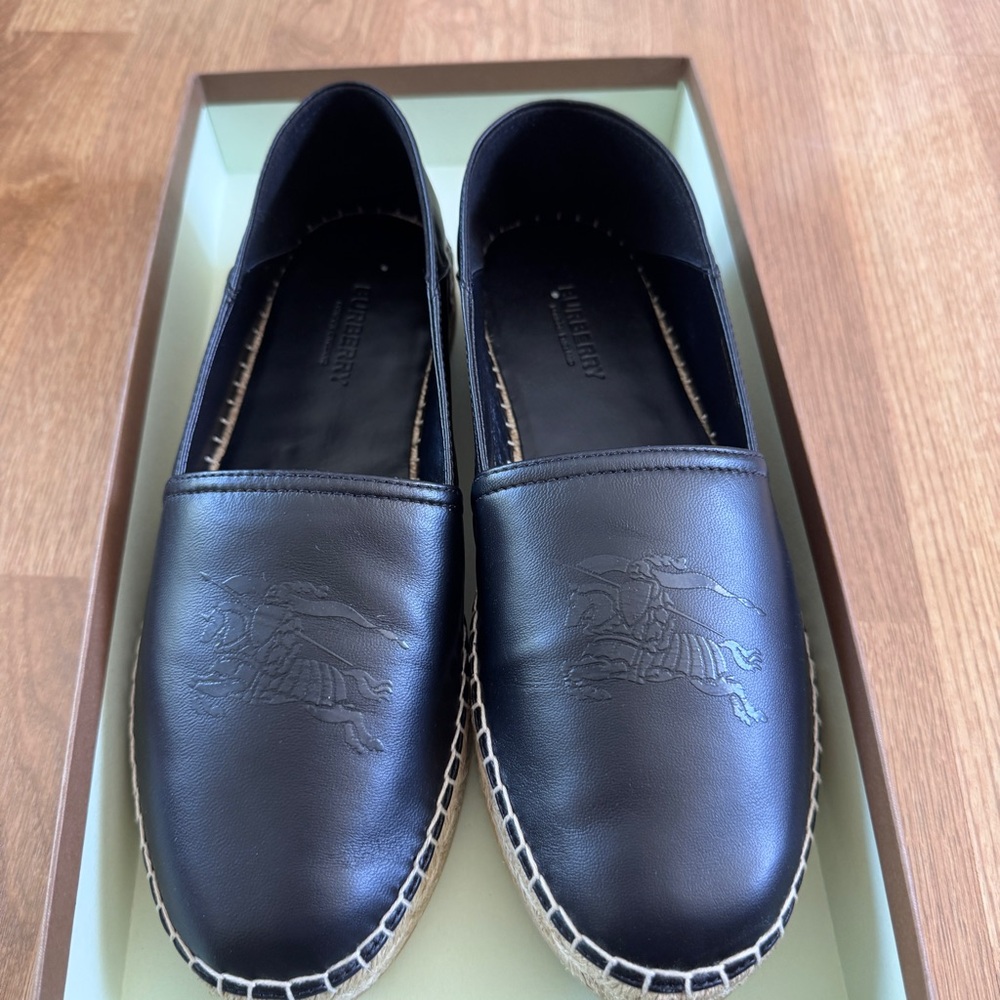 BURBERRY Men’s Leather EKD Motif Espadrille Black Size 41 - Picture 2 of 14